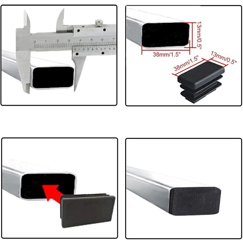 5/10 pièces carré en plastique noir obturateur embout Tube tuyau insérer bouchon bonde 10X20mm ~ 50X