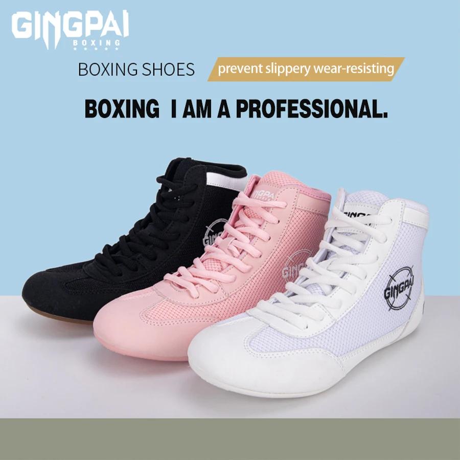 Chaussures de boxe montantes homme enfants - Entraînement combat Sanda fitness arts martiaux
