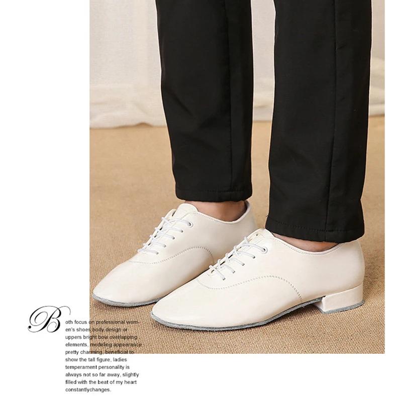 Chaussures de danse latine professionnelles hommes noir blanc talon bas hauteur 2.5 cm chaussures St