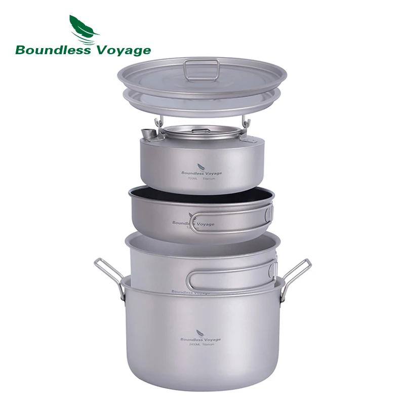 Batterie de cuisine de Camping en titane, Voyage sans limite, Kit de désordre, poêle et casseroles d