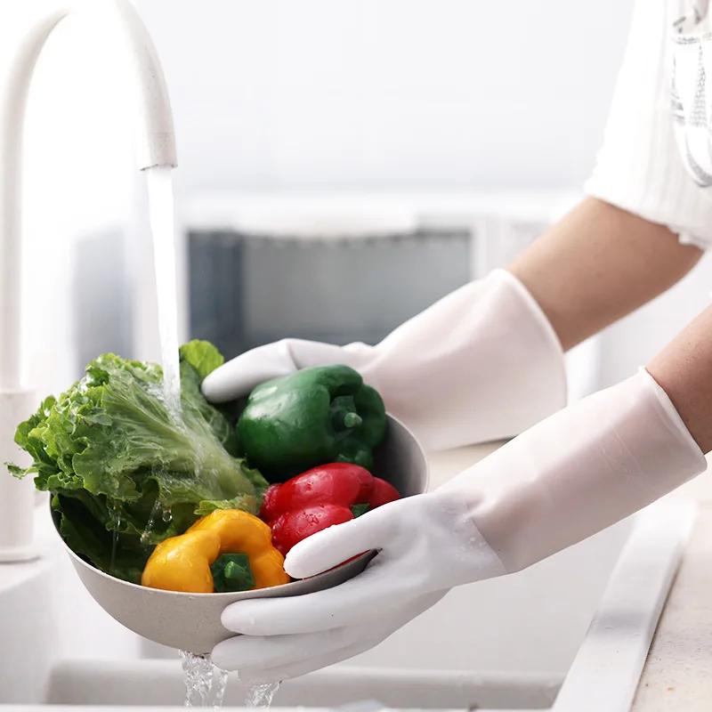 Gants de vaisselle ménagers pour femmes, vêtements de lavage, gants en caoutchouc imperméables, bol