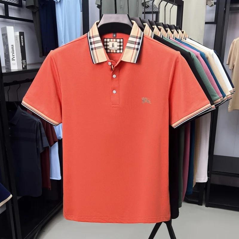Luxe marque soie coton manches courtes polo shirt mode Paul pony broderie hommes t - shirt été confo