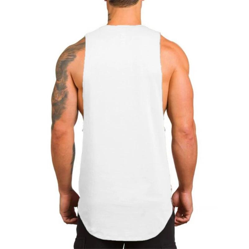Marque Gym Sport vêtements coton Singlets musculation Stringer débardeurs hommes Fitness chemise Mus
