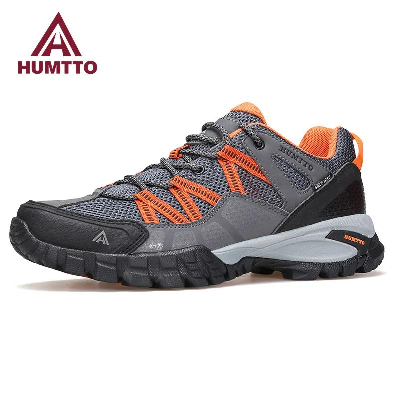 HUMTTO-Chaussures de sport respirantes pour hommes, baskets de randonnée en caoutchouc noir, extérie