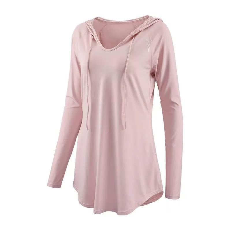 Chemise sport femme manches longues capuche séchage rapide pour yoga et running - Haut fitness