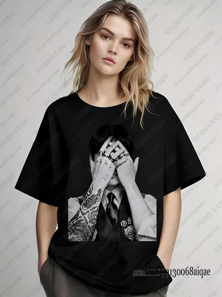T-shirts imprimés Polera Manga Corta du célèbre chanteur K-pop pour femmes, T-shirts du concert de t