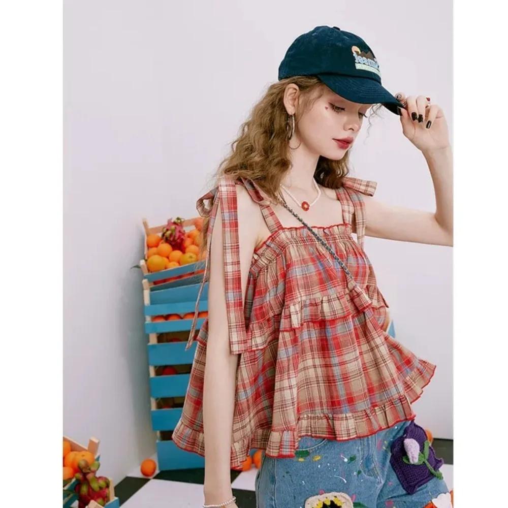 Y2K femmes chaudes été Acubi japon Vintage Gyaru réservoirs et Camis à lacets vert haut court à carr