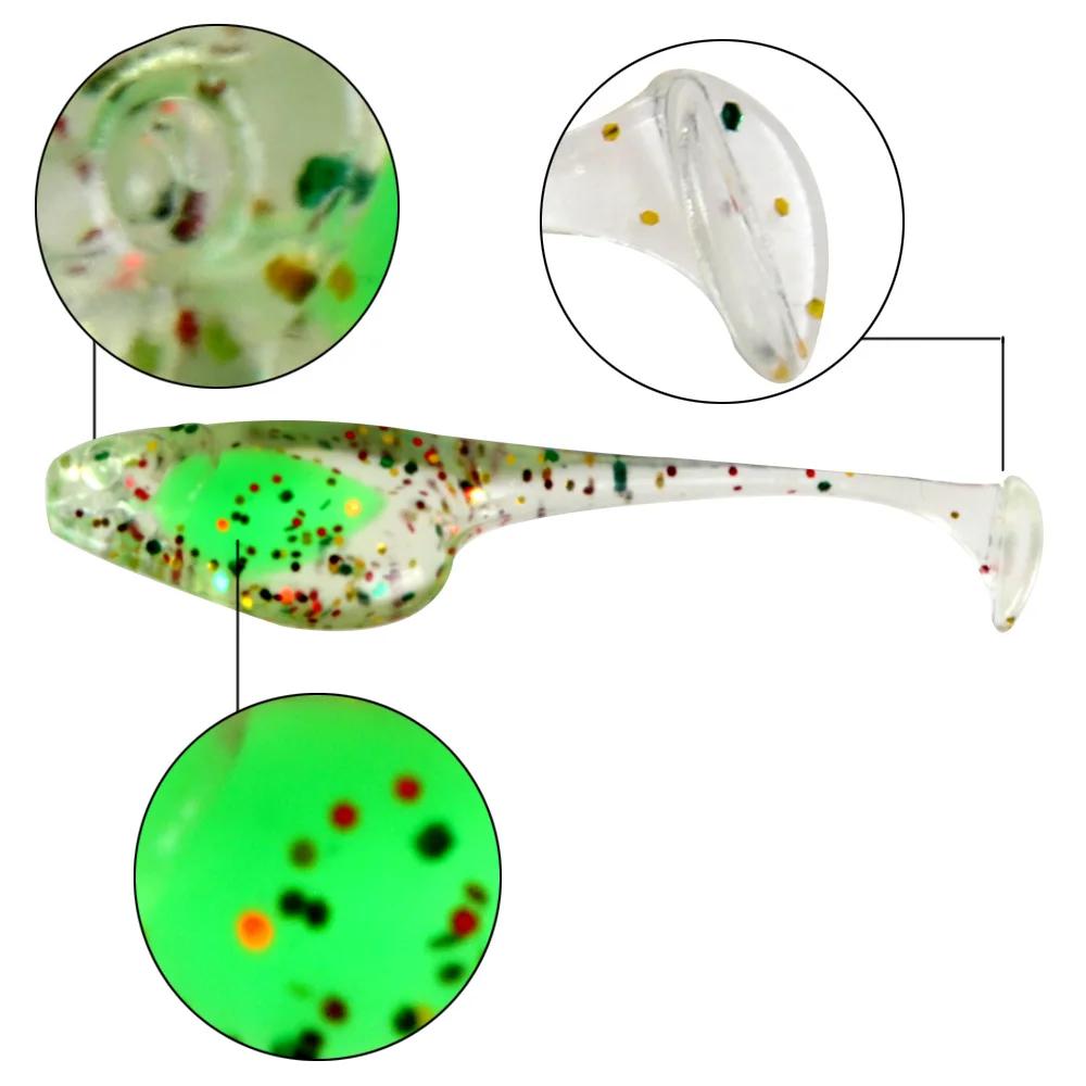 JOHNCOO 5 cm 0.8g T pagaie queue Shad Ajing leurre de pêche Rockfish caoutchouc souple leurre artifi