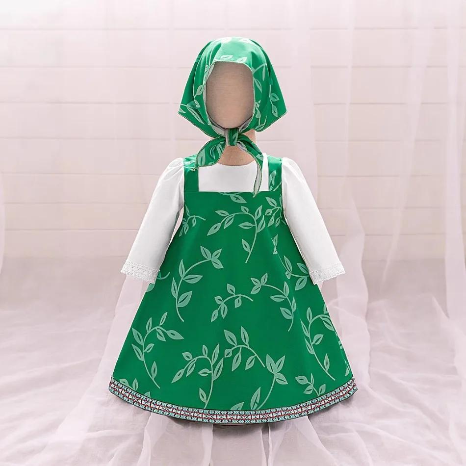 Costume de cosplay Masha pour tout-petits, tenue de dessin animé d'Halloween pour filles, robes rose