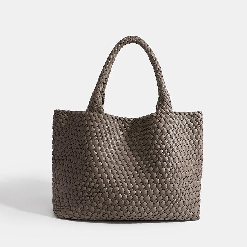 Sac à main rayé pour femmes, fourre-tout tissé élégant et décontracté, sac à bandoulière de luxe en