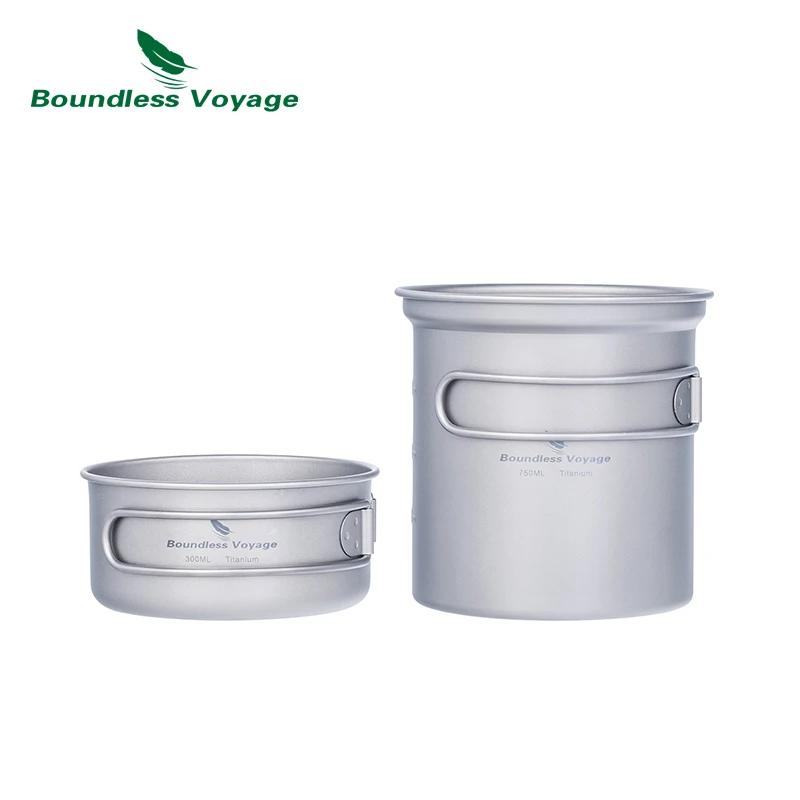 Ensemble de casseroles de Camping en titane, Voyage sans limites, avec poignée pliante, pique-nique,