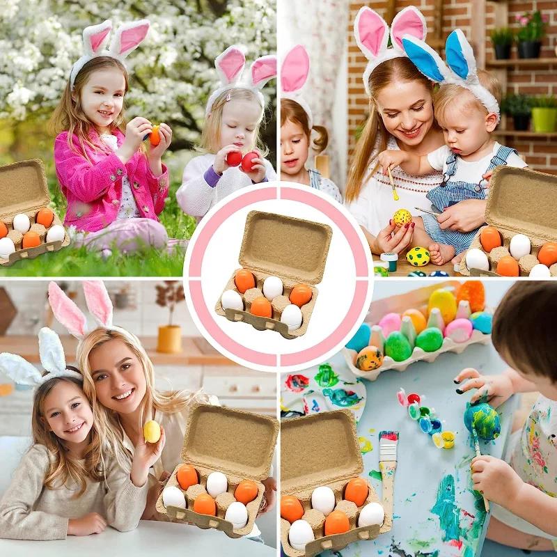 6 pièces oeufs en bois jouet oeuf cuisine jouets enfants jouer nourriture cuisine semblant jouer ens