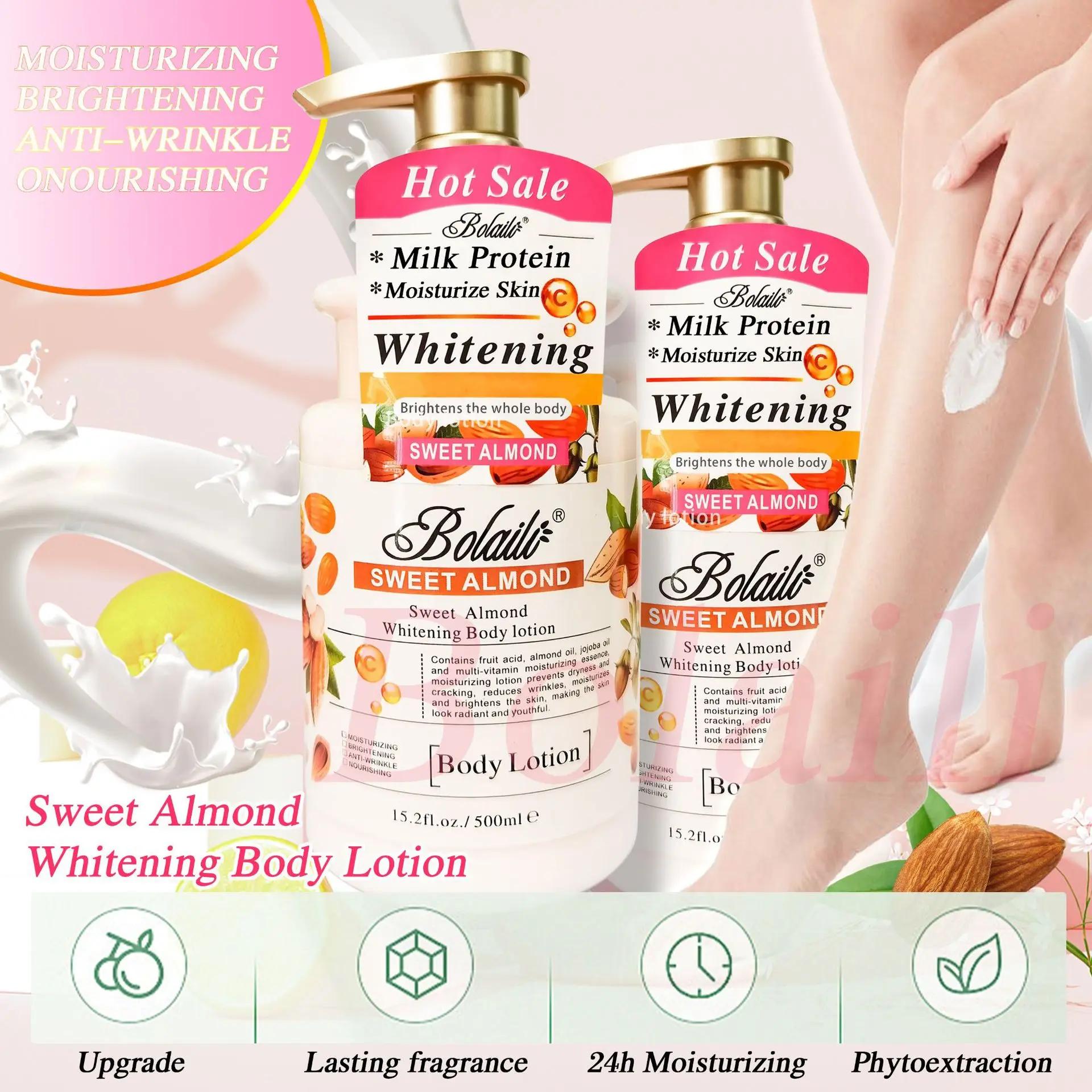 Lotion et gommage pour le corps blanchissant à l'amande, 500ml, exfoliant, hydratant, éclaircissant