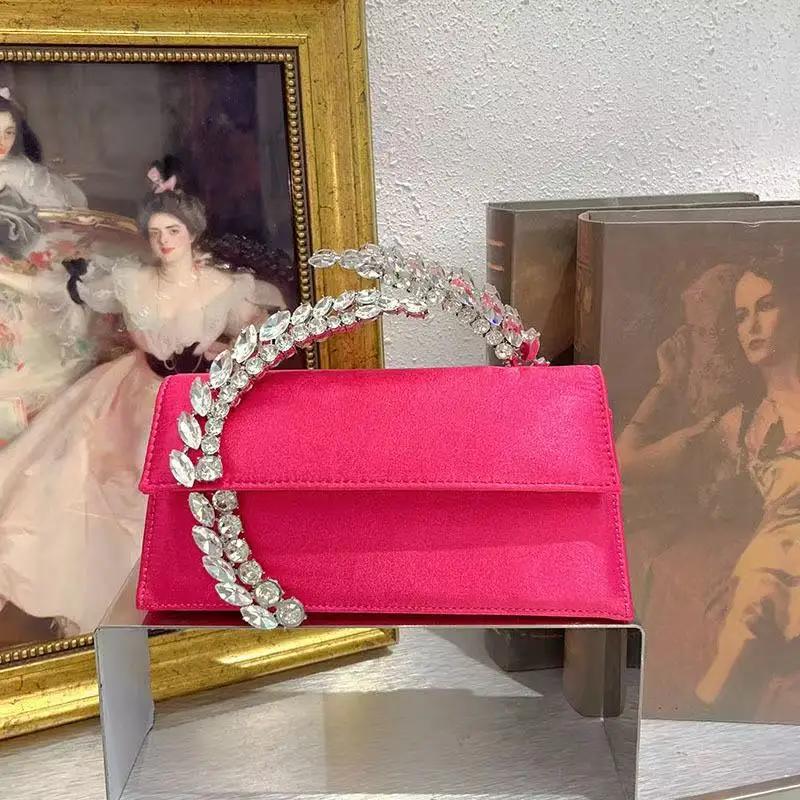 Sac à main en métal satiné pour femme, cristal brillant, biscuits diamant, sac de soirée, pochette d