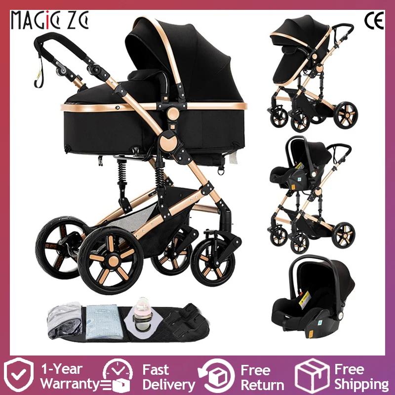3 en 1 bébé poussette compacte nouveau-nés système de voyage poussette multifonctionnelle poussette