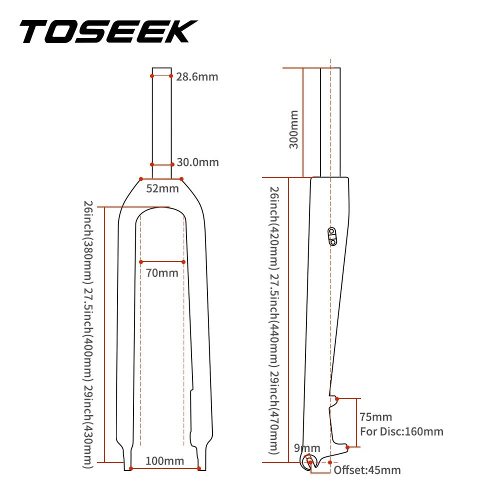 TOSEEK TFK-SL fourche en carbone 26ER/27.5ER/29ER Tube droit vtt fourche avant de vélo Garfo Carbono