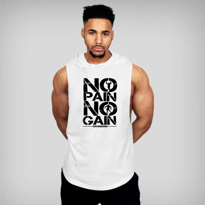 Hommes musculation sans manches chemises à capuche été respirant lâche coton Hip Hop débardeurs gymn