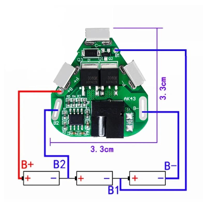Panneau de Protection de chargeur de batterie au Lithium 3S 40A 12.6V BMS pour moteur de perceuse, P