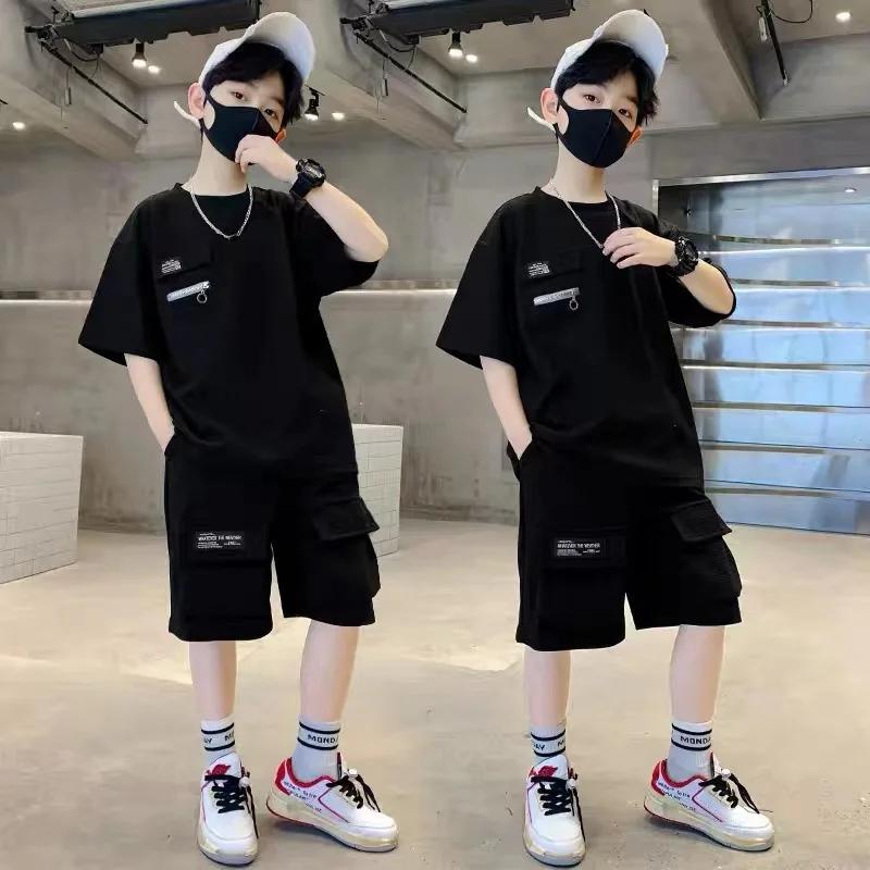 Ensemble d'été pour garçons, combinaison de sport pour enfants, nouvelle tenue à la mode, haut à man