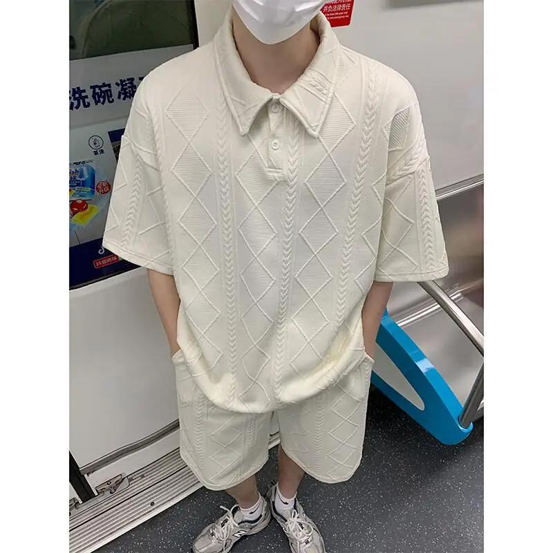 M-XXXXXL grande taille été hommes Henley chemise et short ensemble décontracté coupe ample respirant