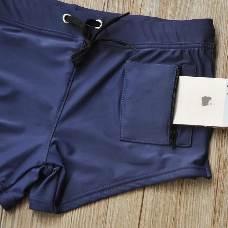 Maillot de bain homme boxer slip poche zippée - Short planche doublure maille jambe carrée