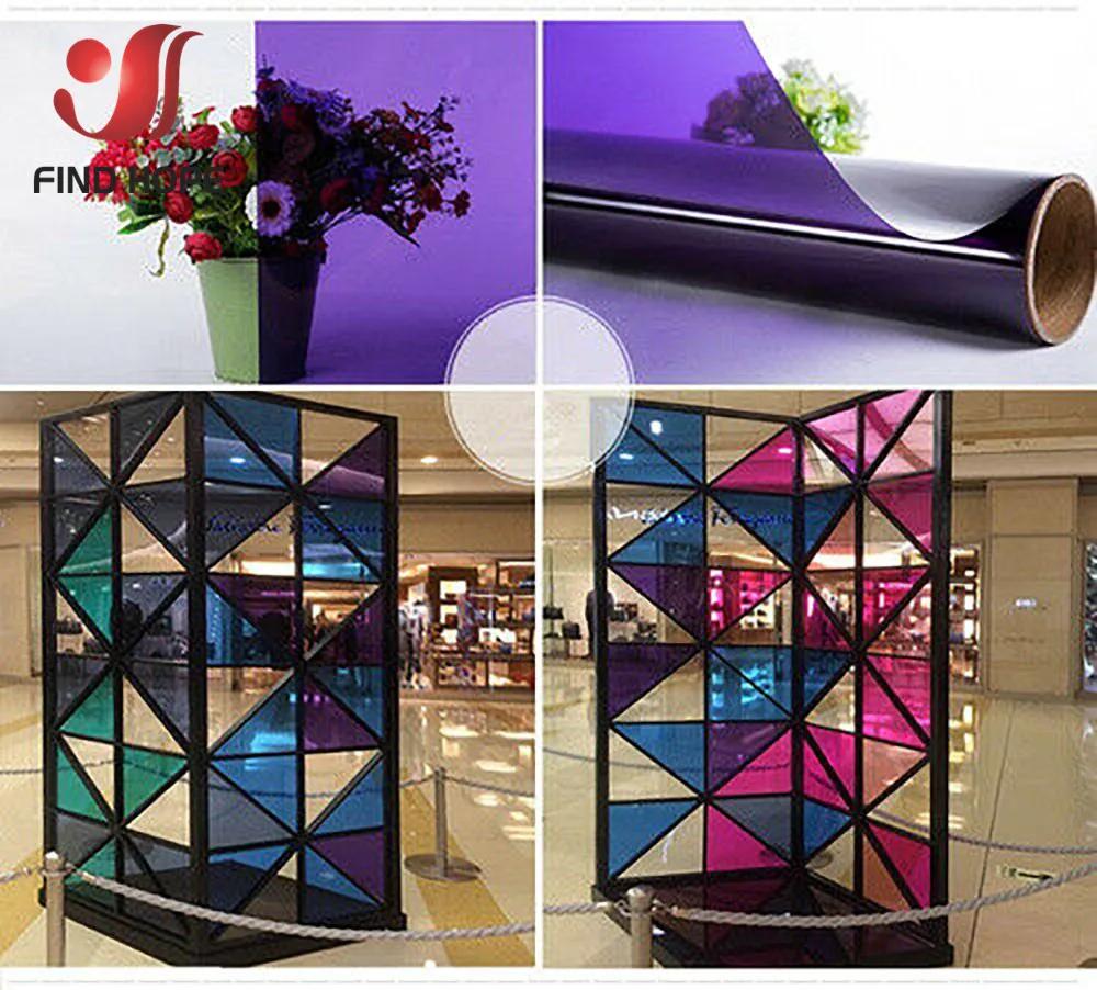 Film décoratif en verre multicolore 7,8"x11,8" en PET, anti-UV, transparent, pour la maison, le bure