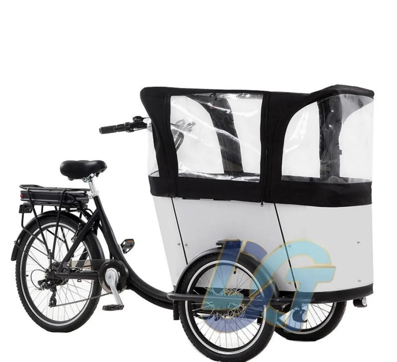 Vélo cargo électrique, vélo cargo utilisé pour la famille, vélo à 3 roues pour transporter des enfan