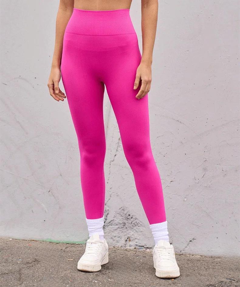 Pantalon de sport taille haute sans couture - Effet hanches pêche et pli en V pour fitness
