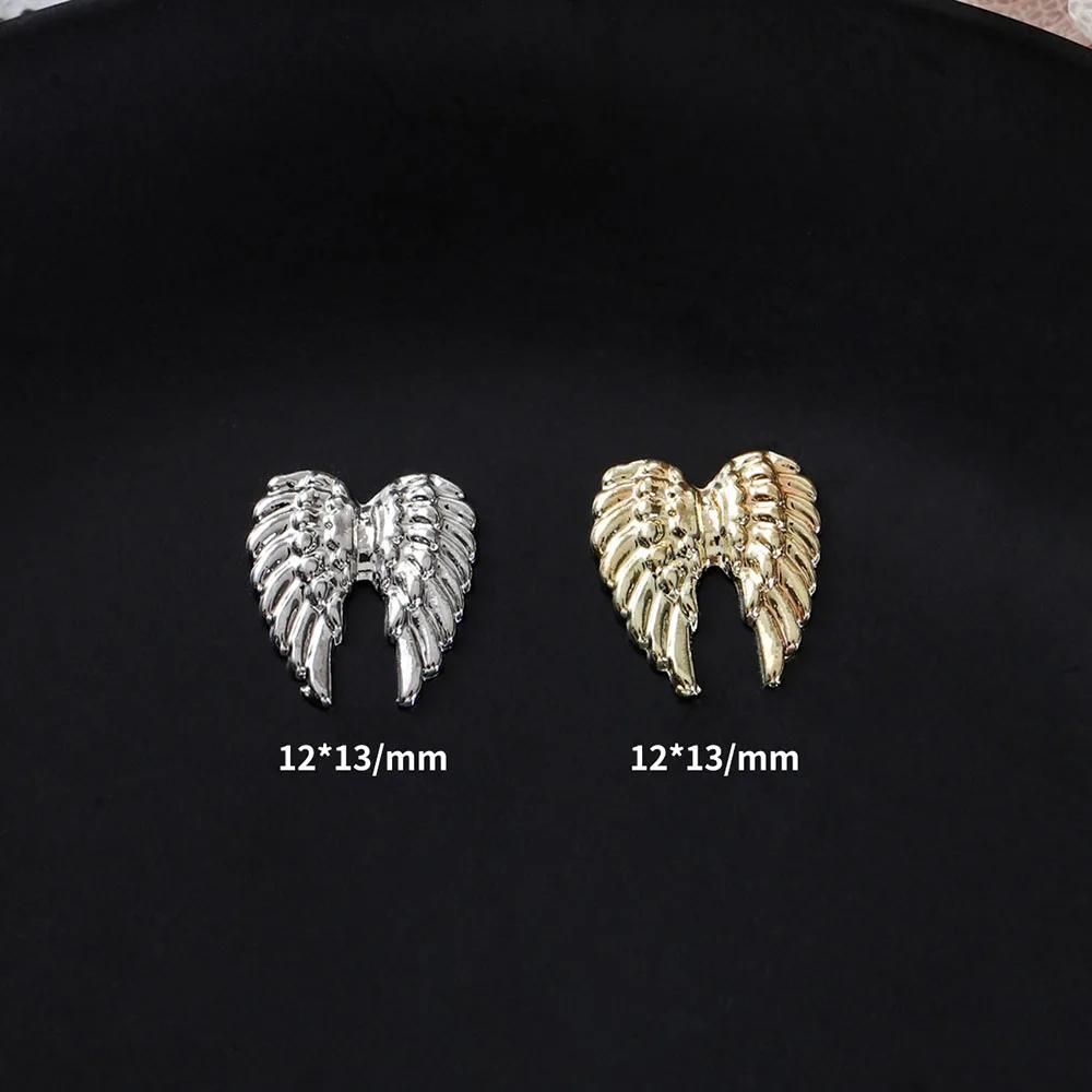 Ailes d'ange en métal pour décoration d'ongles, 20 pièces, or et argent, breloques pour Nail Art, ma