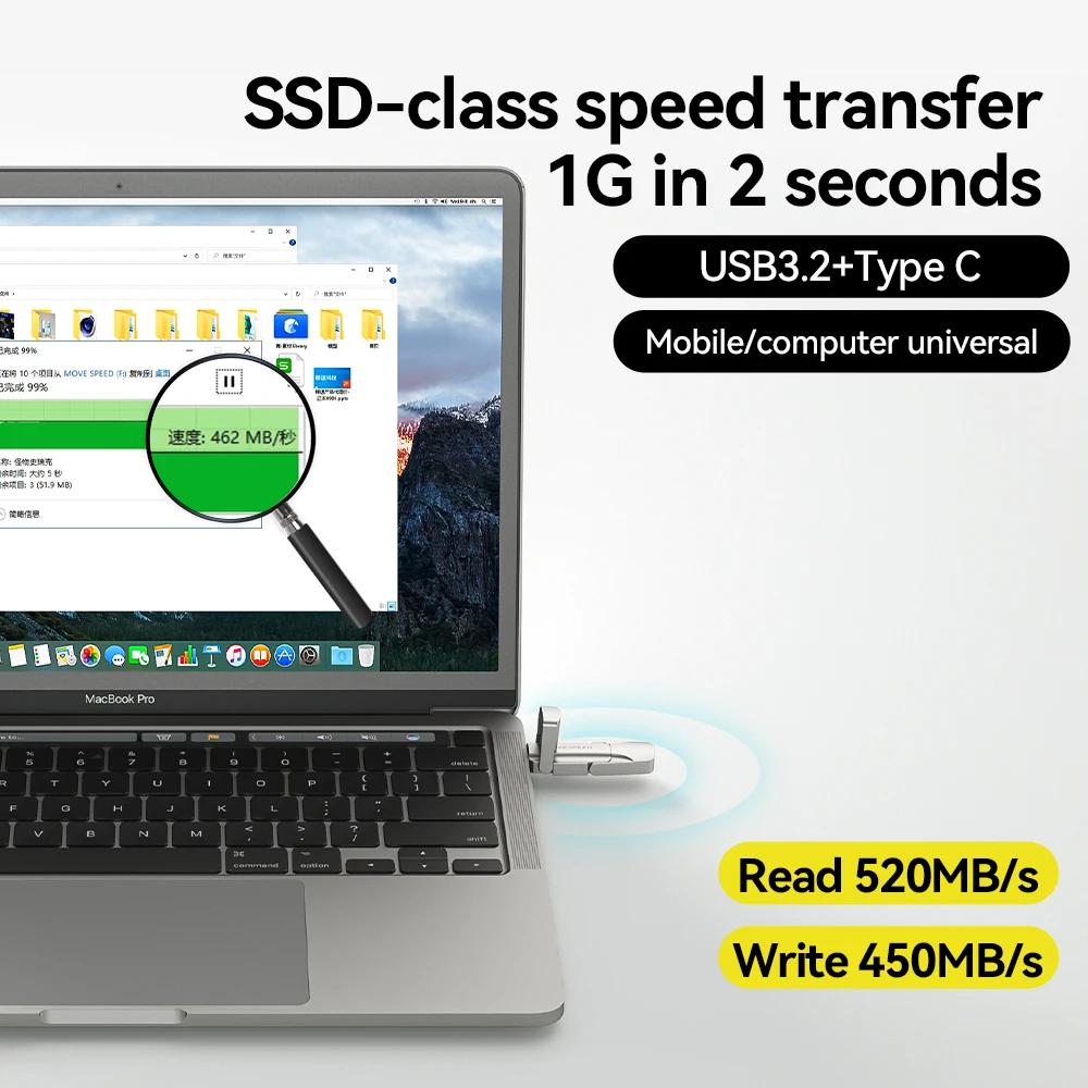 MOVESPEED-Clé USB 3.2 à semi-conducteurs, haute vitesse, type C, 1 To, 520 Go, 512 Go, 256 Go, clé U