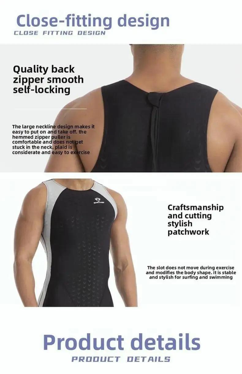 Maillot de bain de compétition sans manches pour hommes, Durable, imperméable, une pièce, pour cours