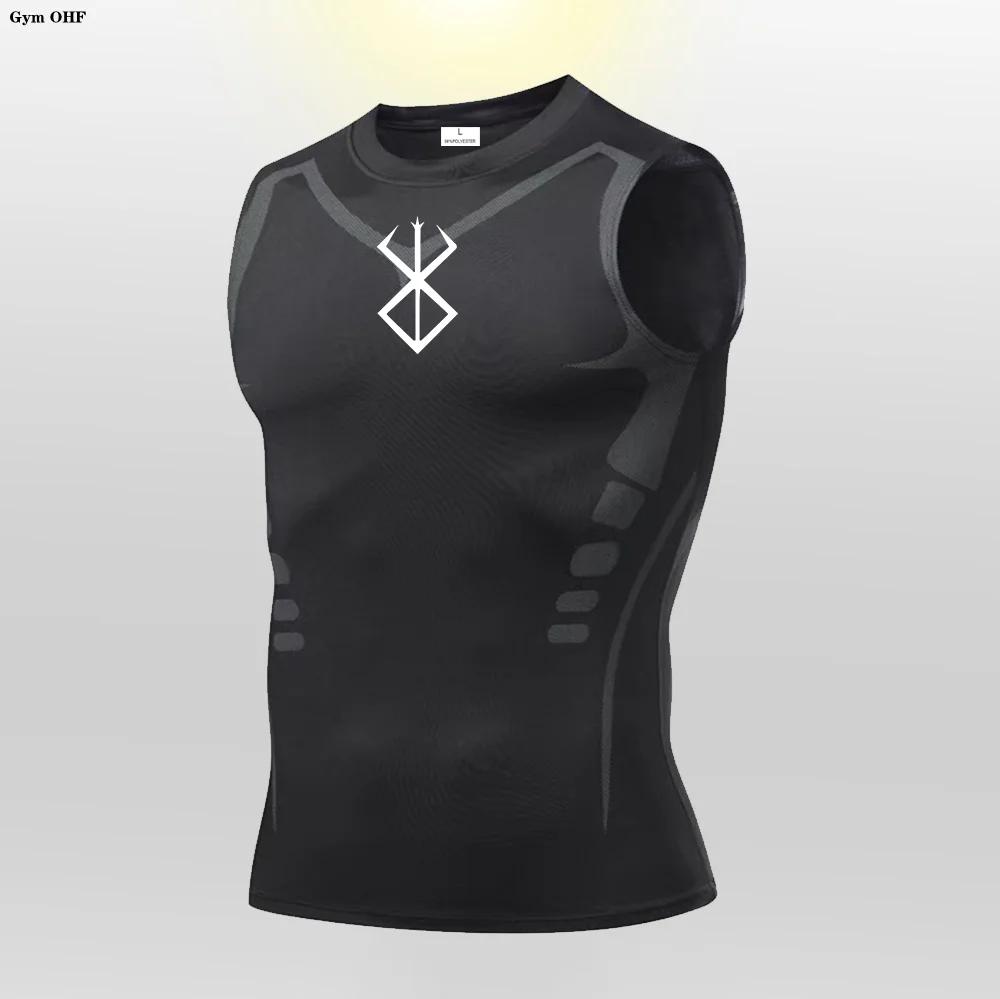 Anime Compression chemise hommes débardeur de gymnastique vêtements de Fitness musculaire Sport sans