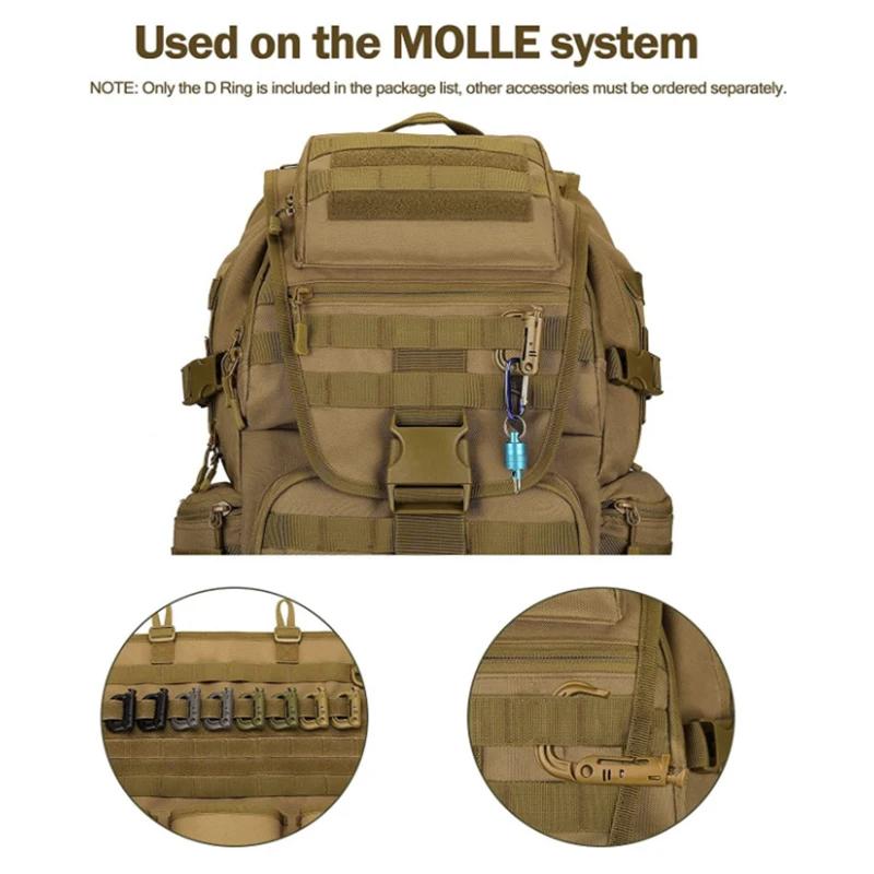 Grimloc – mousqueton Molle D, anneau de verrouillage, Clip en plastique, Type à pression, boucle, mo