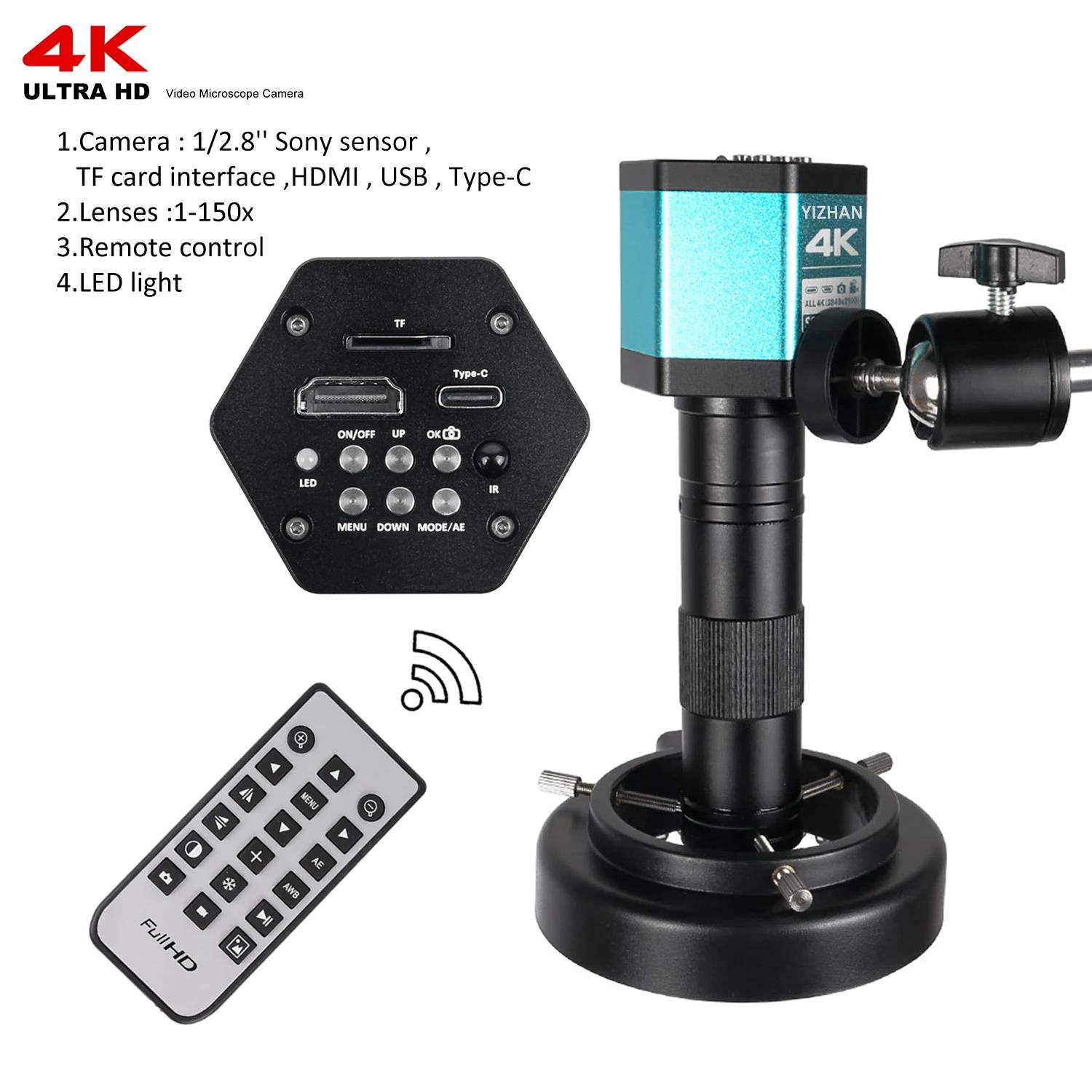 Microscope numérique pour l'électronique, caméras industrielles USB, HDMI, n'aime 1-150X, objectif à