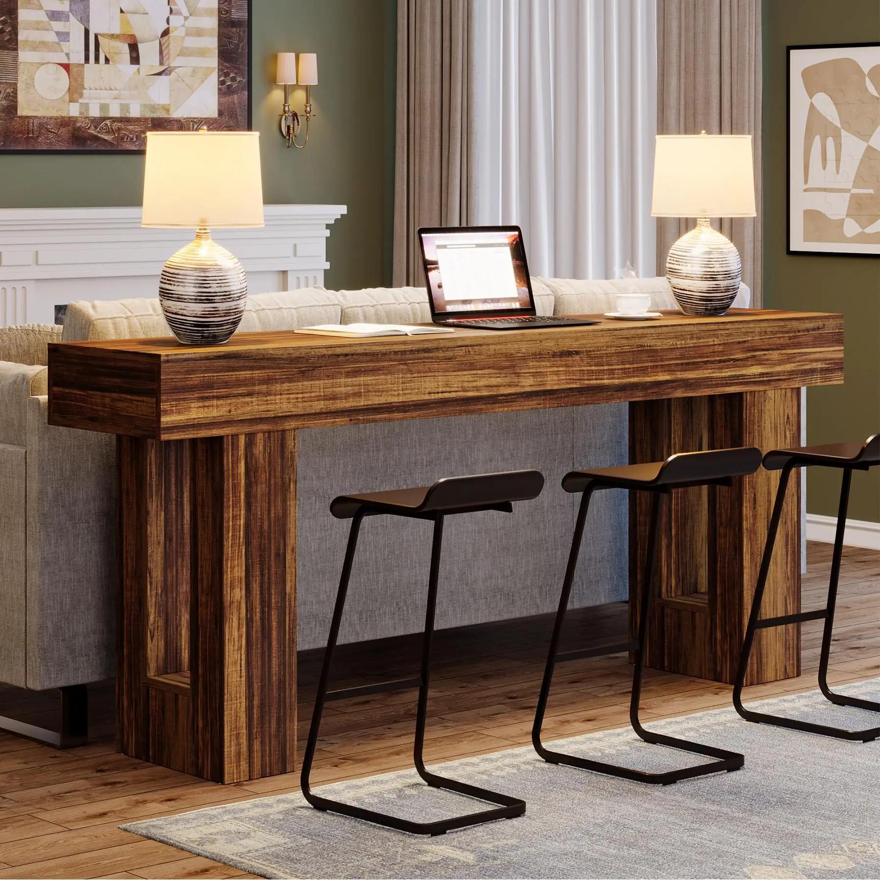 Tribesigns Table console longue de 63 pouces, table de canapé en bois de ferme derrière le canapé, t