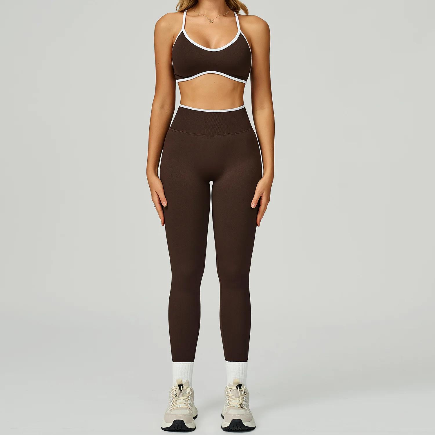 Ensemble de sport sans couture pour femmes, vêtements de Fitness, blocage de couleur, ensembles de Y