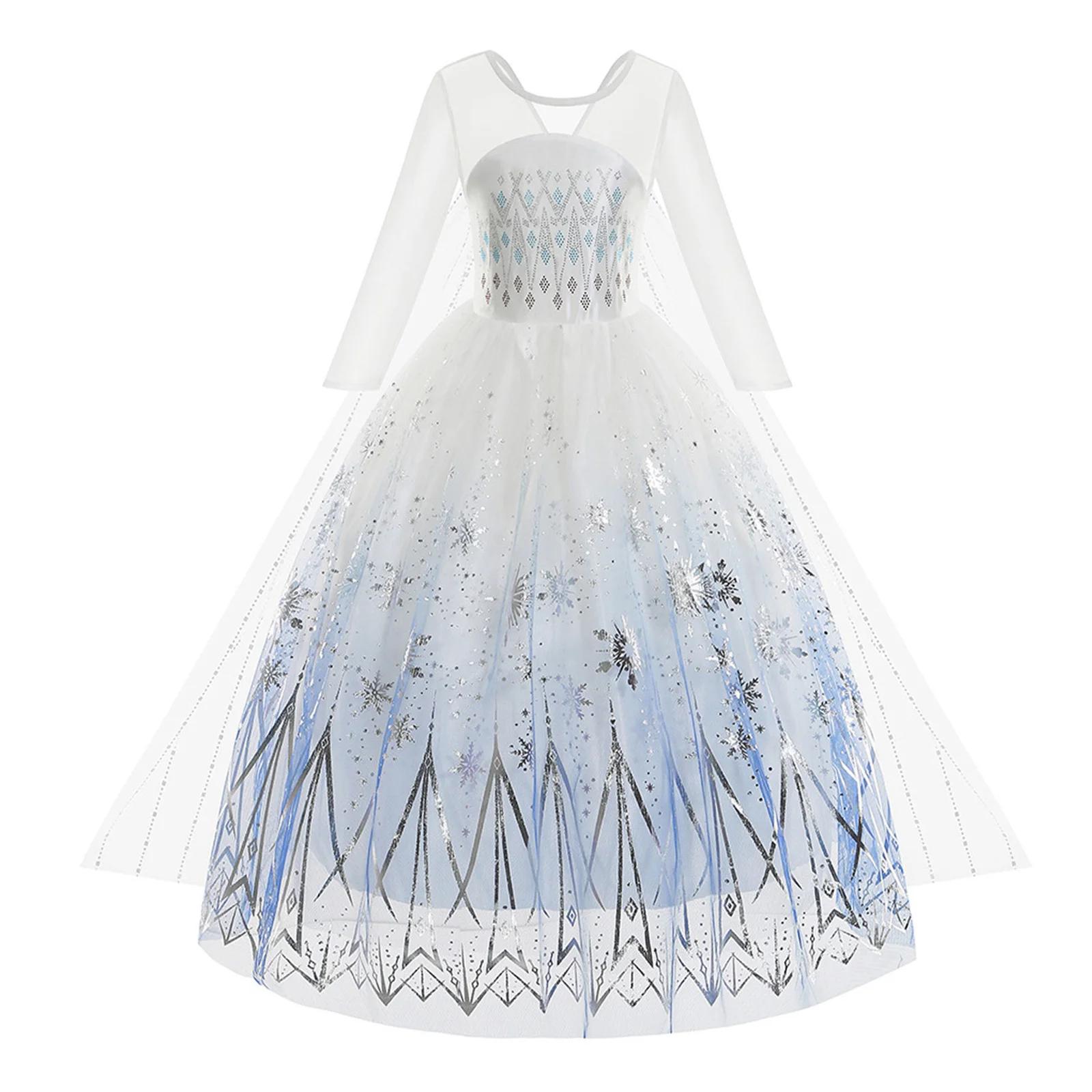 Robes de princesse Elsa blanches Disney la reine des neiges 2, tenue reine des neiges, Cosplay, fête