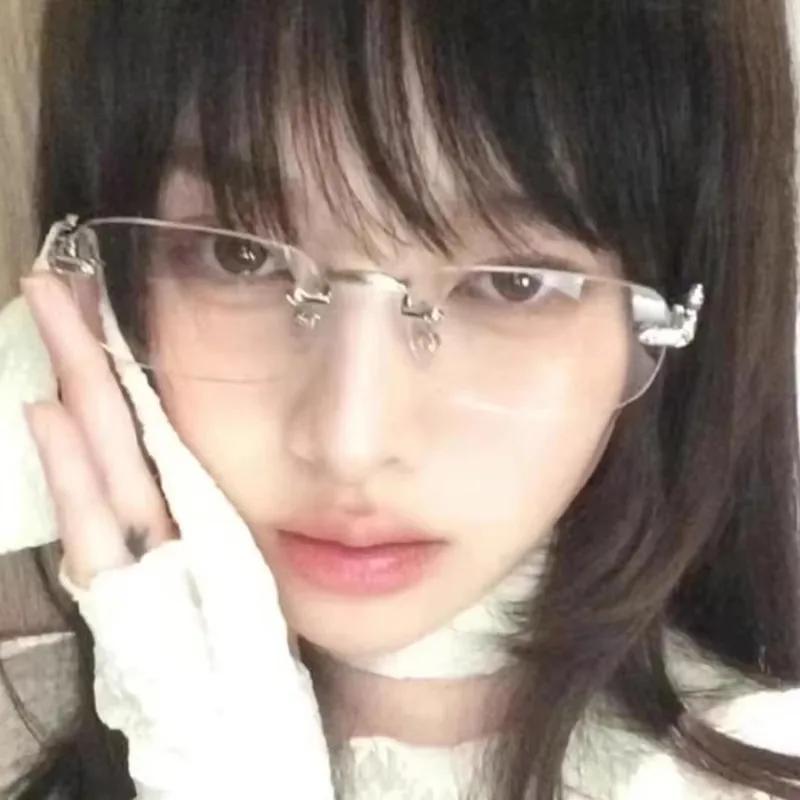 Lunettes carrées sans bords Anti-lumière bleue pour femmes et hommes, monture argentée d'été, lunett