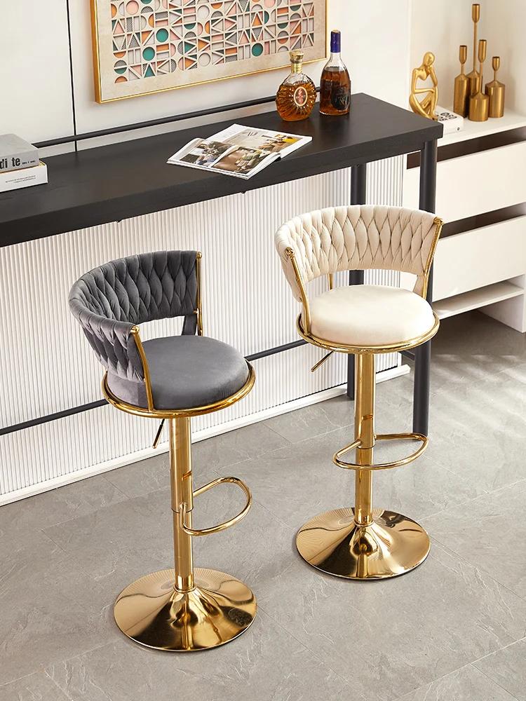 Chaise de bar pivotante et réglable en hauteur, tabouret haut, mobilier nordique, dossier, tabouret