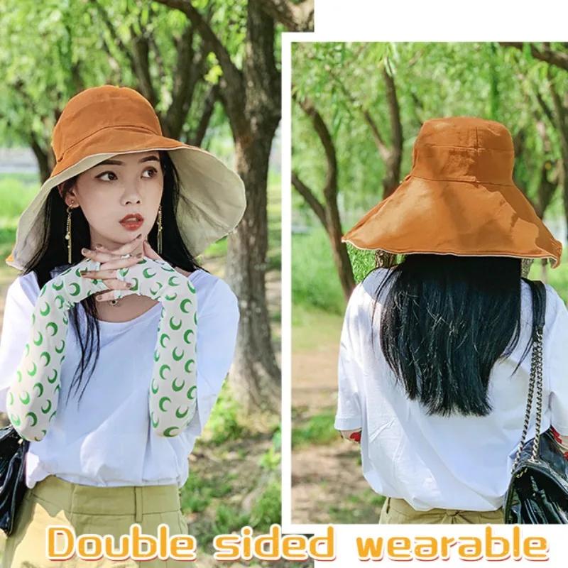 Chapeau de soleil à large bord UPF 50+ pour femme, protection anti-UV, chapeau de pêcheur pliable po