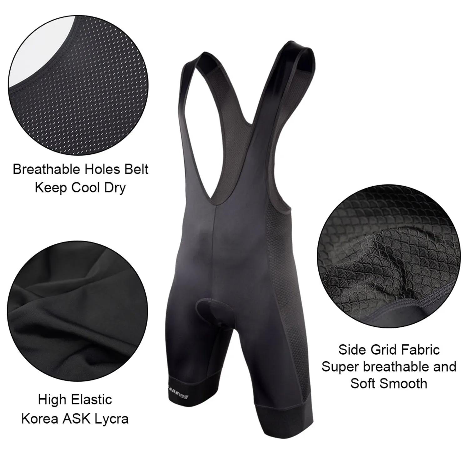 DAREVIE-Cuissard à Bretelles Respirant avec Coussretours en Gel 3D pour Homme, Short de Cyclisme de