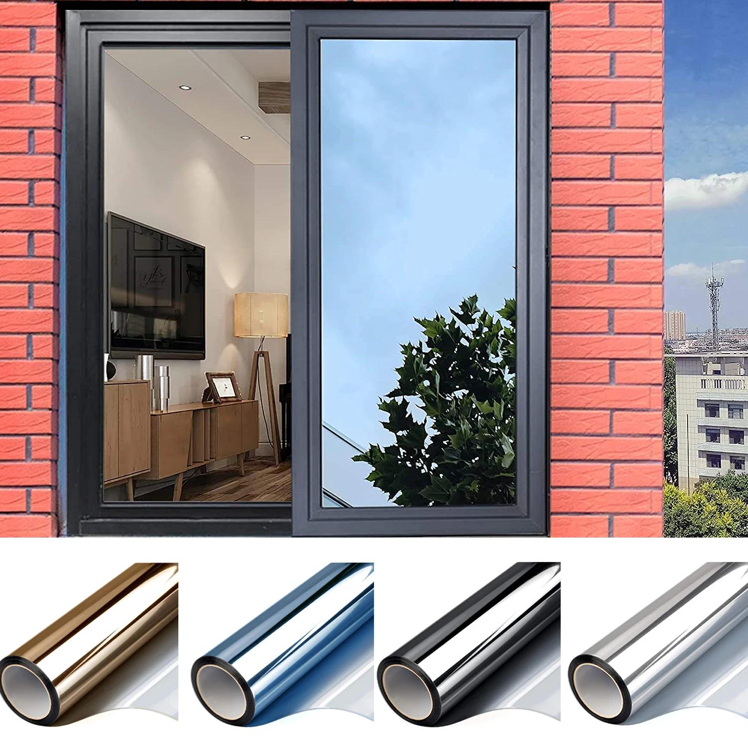 Film de fenêtre miroir unidirectionnel multi-tailles, autocollant de verre bloquant le soleil, contr