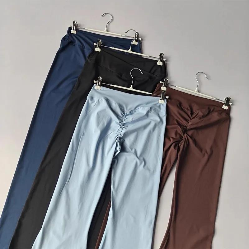 Leggings de Yoga évasés croisés pour femmes, taille haute, bas de cloche croisée en V, contrôle du v