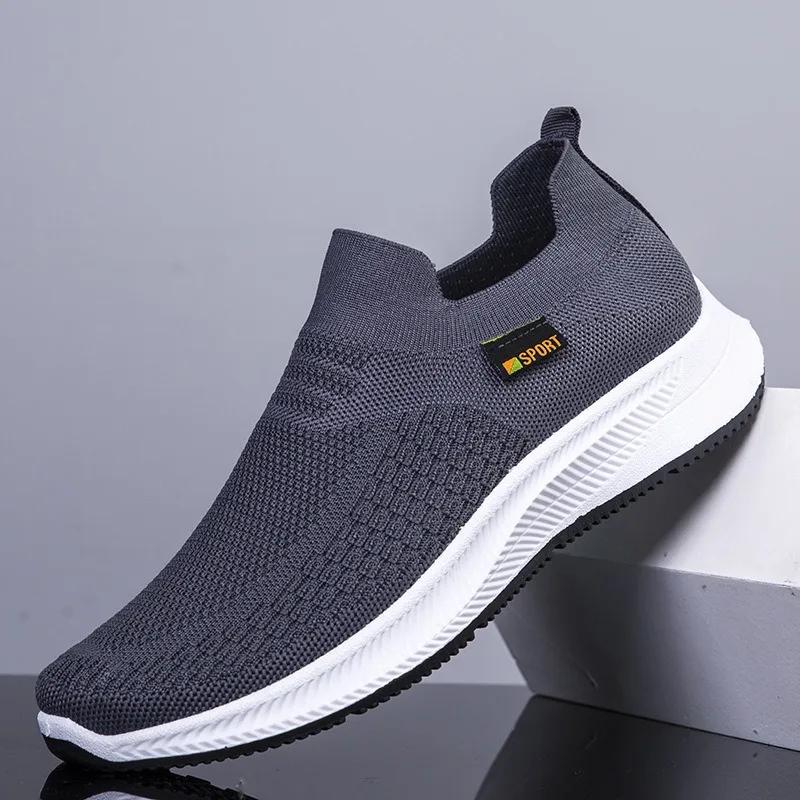 Hommes chaussures de marche tricot maille respirant baskets légères baskets à enfiler hommes chaussu
