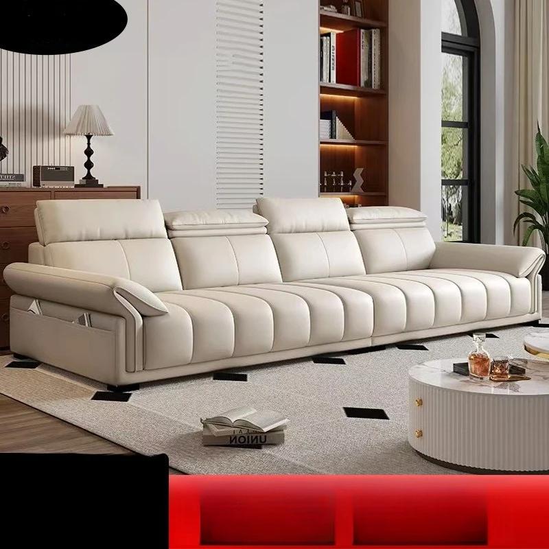 Canapé en cuir véritable, moderne et simple, pour appartement de taille salon, canapé en cuir italie