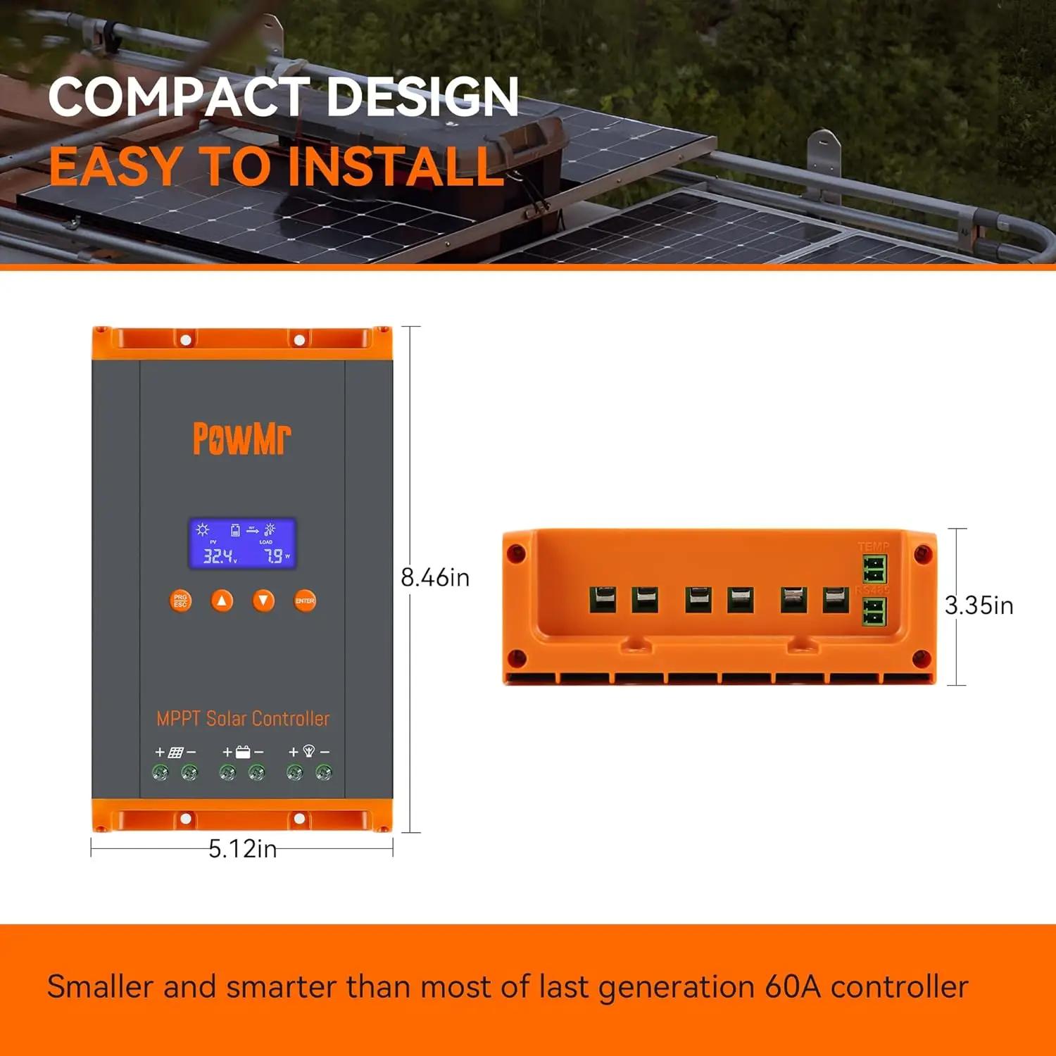 PowMr-Contrôleur de charge solaire MPPT, panneaux solaires, 12V, 24V, 36V, 48V, parallèle, 12 unités