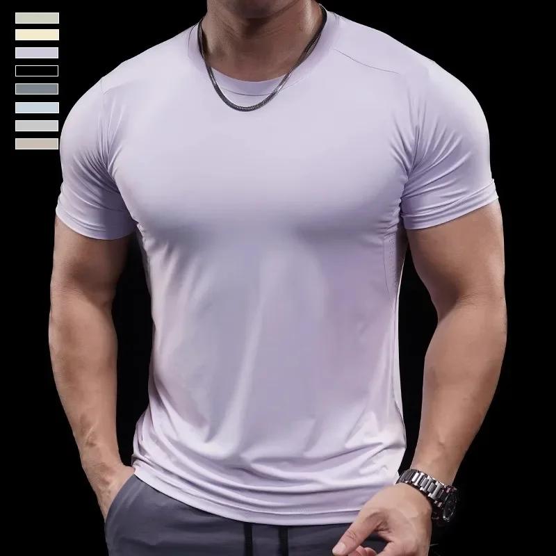 T-shirt à manches courtes pour homme, séchage rapide, haute élasticité, décontracté, course à pied,