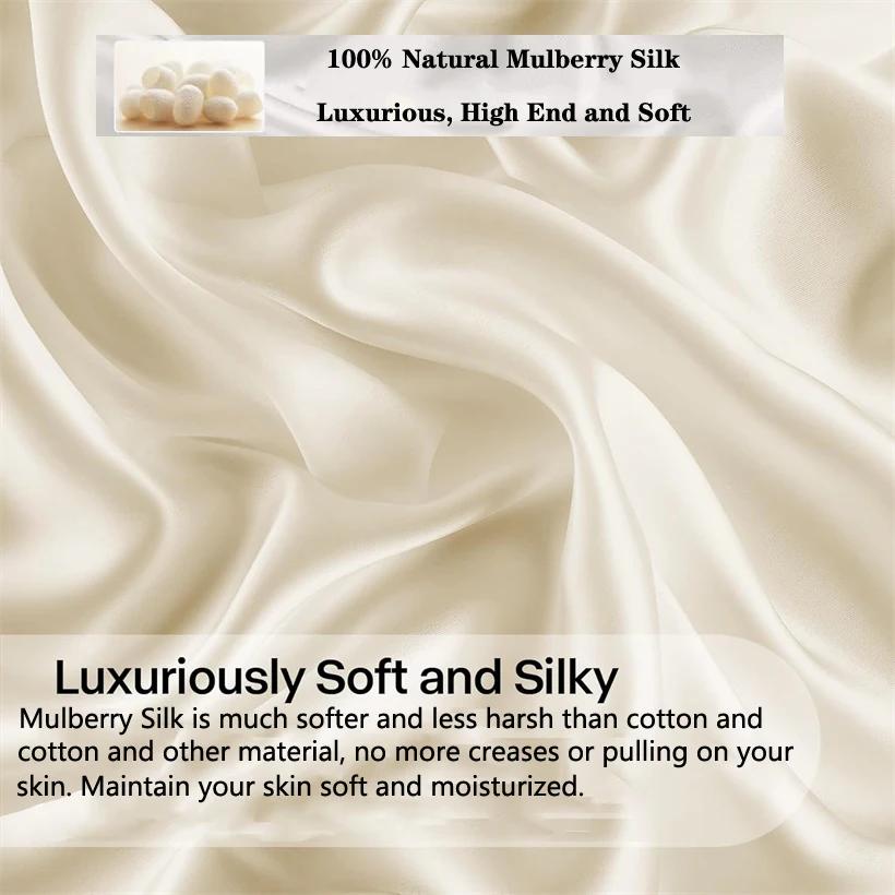 Parure de lit en soie de mûrier de luxe, 100% soie naturelle, comprenant housse de couette, drap et