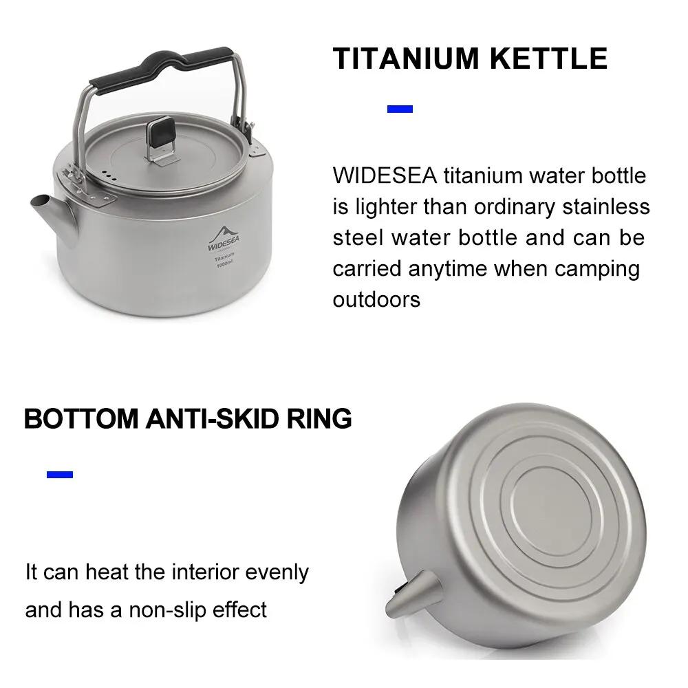 Widesea Camping titane bouilloire en plein air thé café bouilloire vaisselle Pot fournitures plats t