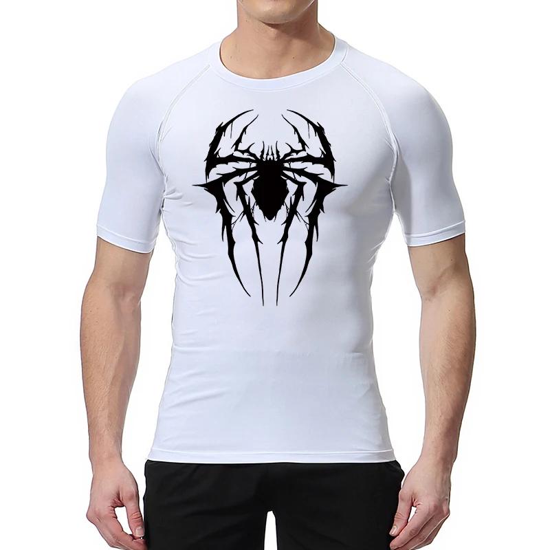 Spider graphique Compression chemises pour hommes gymnastique entraînement anti-éruption athlétique